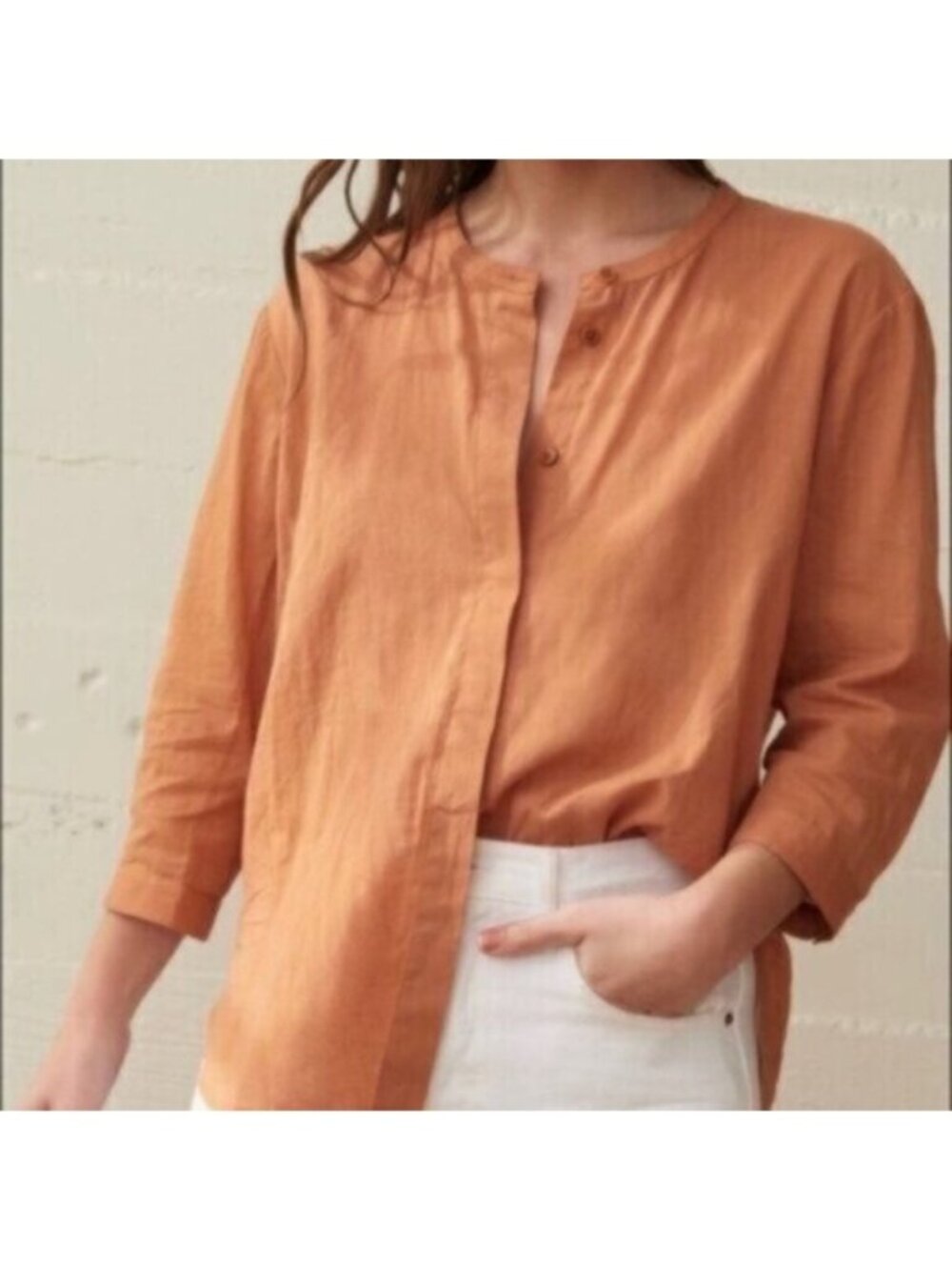 Jenni Kayne NEW James Blouse Linen Cotton Canyon Terracotta Brown Top $195 XS
